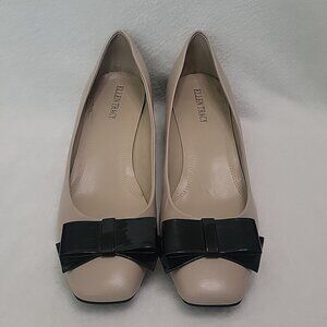 Ellen Tracy Barton Light Brown With Black Bow Heels Size 10